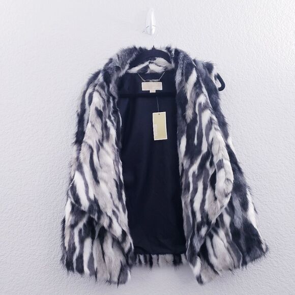 Michael Michael Kors Zebra Pattern Sleeveless Faux Mink Fur Vest - Picture 6 of 10